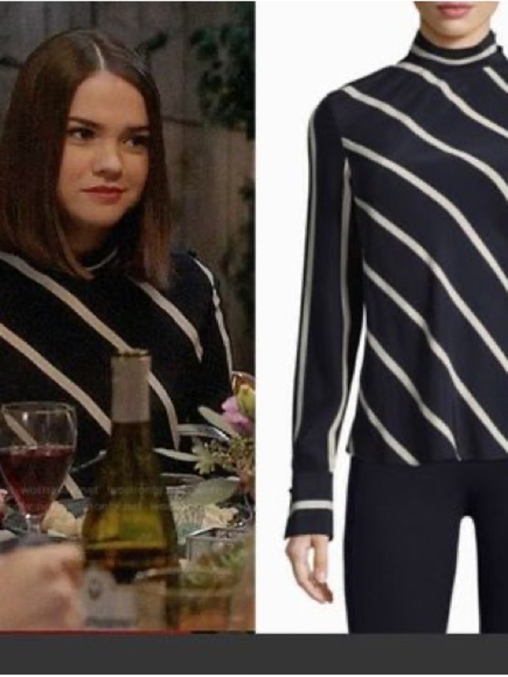 Rag & Bone Debbie stripe silk blouse sleeve buttons